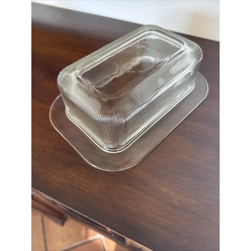 VTG Heller by L&M Vignelli USA Clear Glass Ribbed Loaf Pan Bakeware 9.5